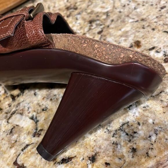 Caressa Fisher Mule size 8 brown, Leather upper & linings NEW 3” heel 4” w/sole - Picture 11 of 14